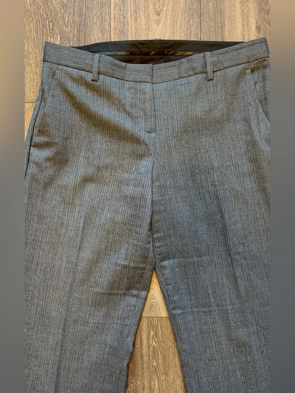 Theory Grey  Wool Blend Straight Leg Dress Pants